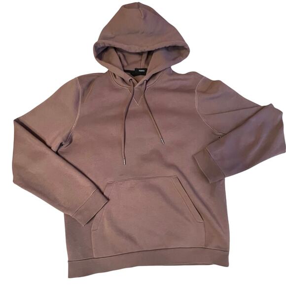 Theory Men’s Purple Pullover Essential Cozy Hoodie W/ Kangaroo Pocket Medium - Picture 10 of 11